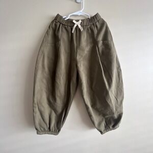Zara Kids Olive Green Balloon Pants Size 6 Age 6 116cm NWT 100% Cotton